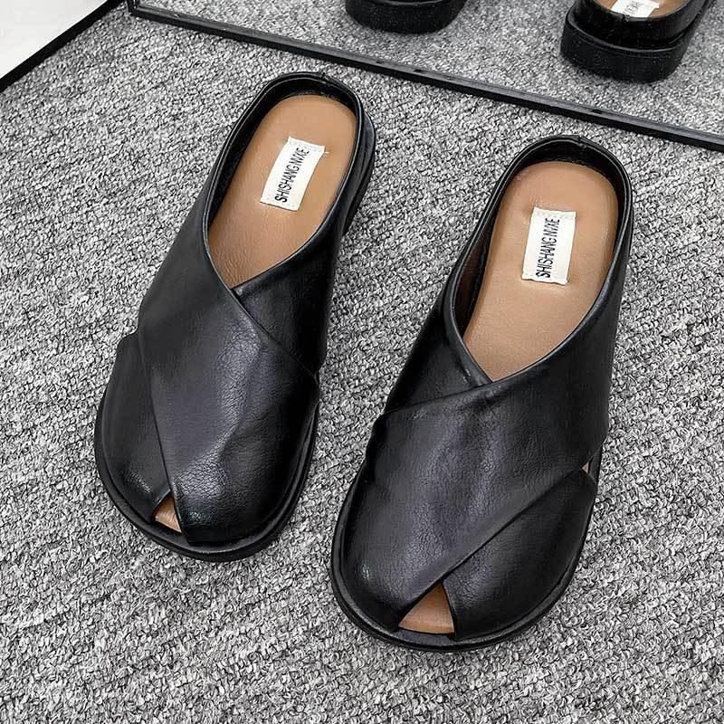 Elegantes Cómodos Chanclas de Verano para Mujer sin Cierre Punta Cerrada en Marrón Beige Negro