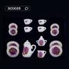 Puppenhauszubehör 1/12 Küche Miniatur 15 Stück Mini Porzellan Blume Teetasse Set Puppenhaus Dekor Simulation Puppenhaus Dekoratives Zubehör