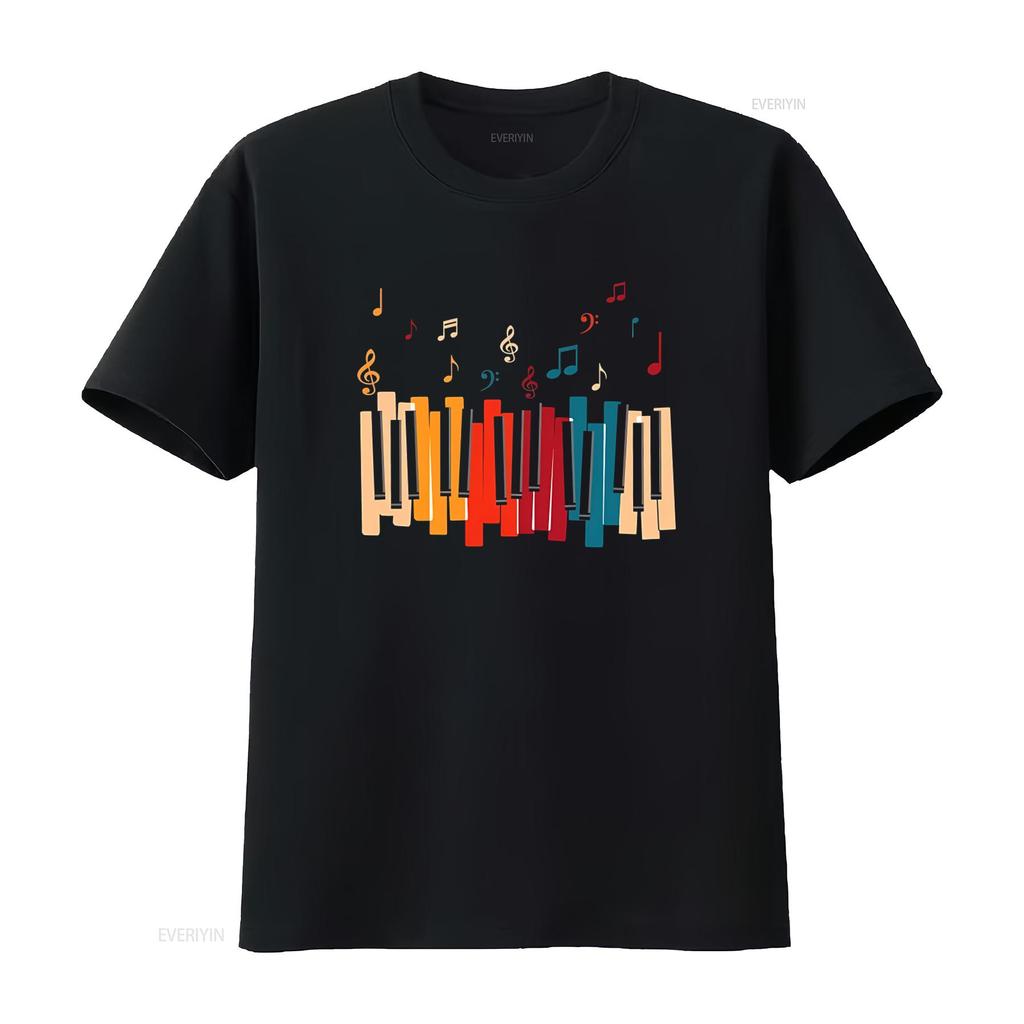 UNISEX Kids Adult MEN WOMEN Piano Music Rock Band Melody Song Musical Print T Shirt vintage Washed Stretched Casual fashion