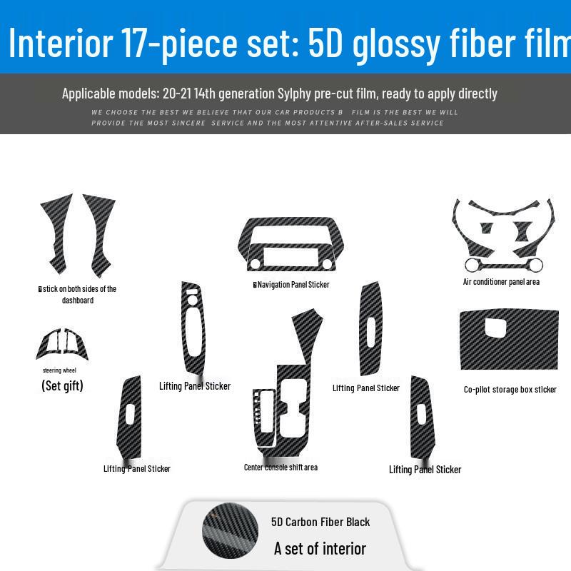 Sylphy 14th Gen Carbon Fiber Interior Trim Sticker for Console and Gear Shift (2020-2022 Models)