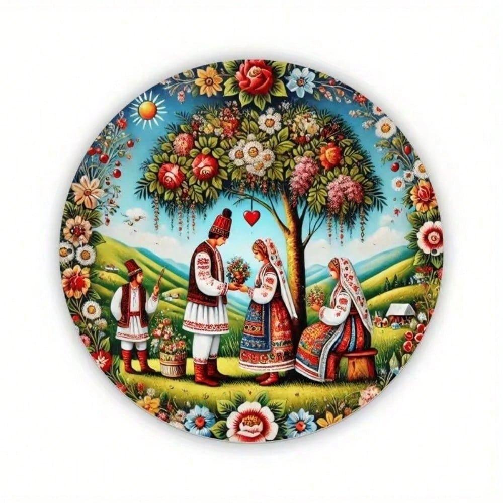 

Vintage Romanian Folkloric Metal Poster, Mystical Wall Art Decor for Living Room