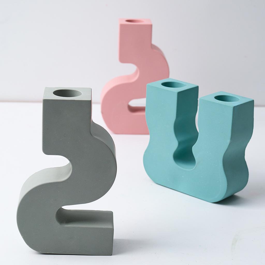 U-Shape S-Shape Irregular Candlestick Siliocne Molds Plaster Epoxy Resin Candle Holder Mould Creative Crafts Dinner Table Decor