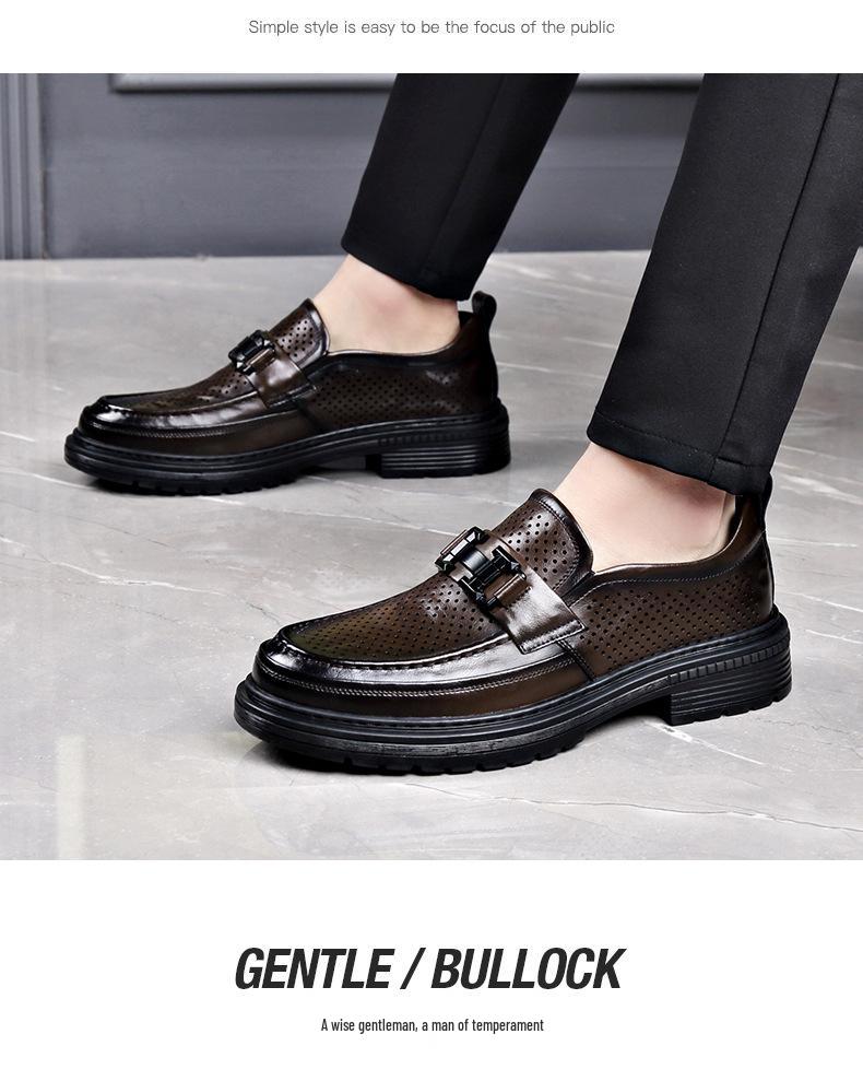 Men's Trendy Breathable Leather Slip-On Shoes: Versatile, Fashionable, and Comfortable for Business or Casual Wear