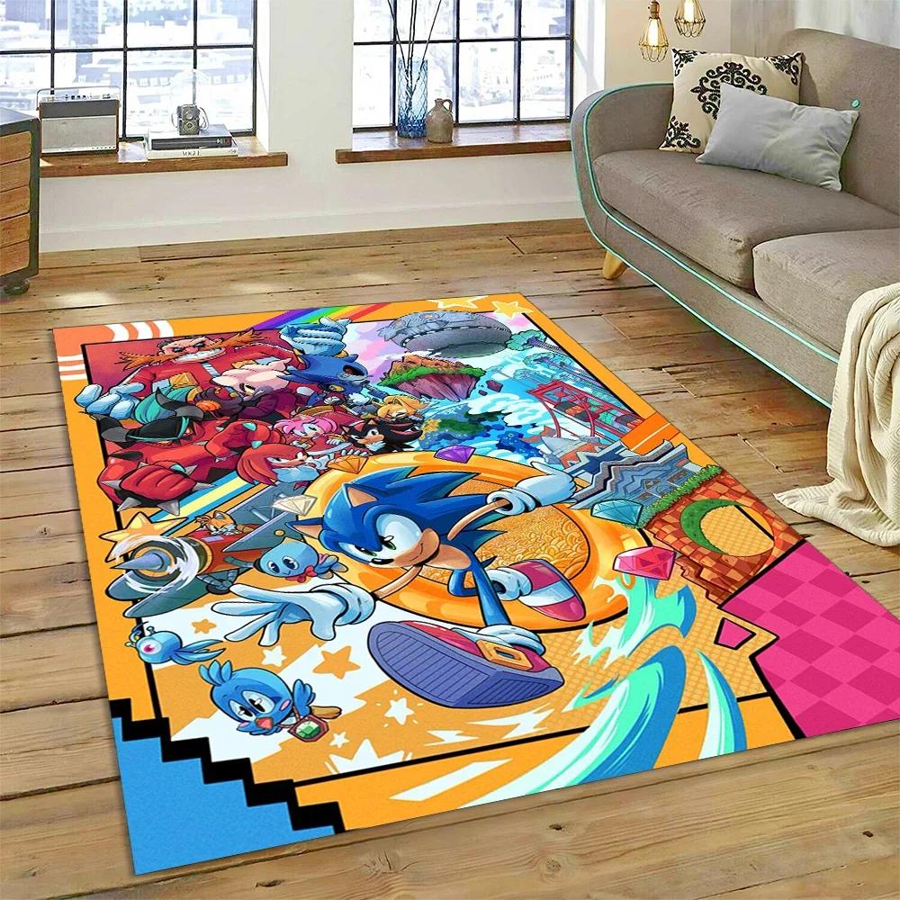 Game Anime 3D S-Sonic Cartoon Carpet Rug for Bedroom Living Room Home Sofa Decoration,Children Game Large Decor Floor Mat Gift