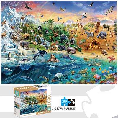 1000 Pieces Animal World Jigsaw Puzzles For Adults Home Decor Games Family Fun Floor Puzzles Educational Toys For Kids