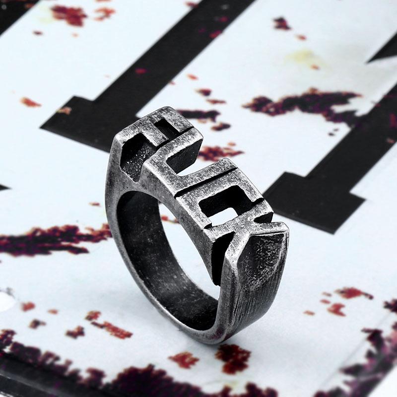 Beier Retro Titanium Steel Men's Letter Ring