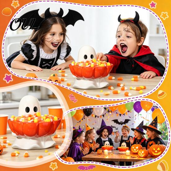 Festlicher Tischschmuck Halloween Süßigkeitenschale, Kürbis Geisterförmige Schale, Gruselige Servier-Dekorative Schale für Kekse, Desserts, Party Trick or