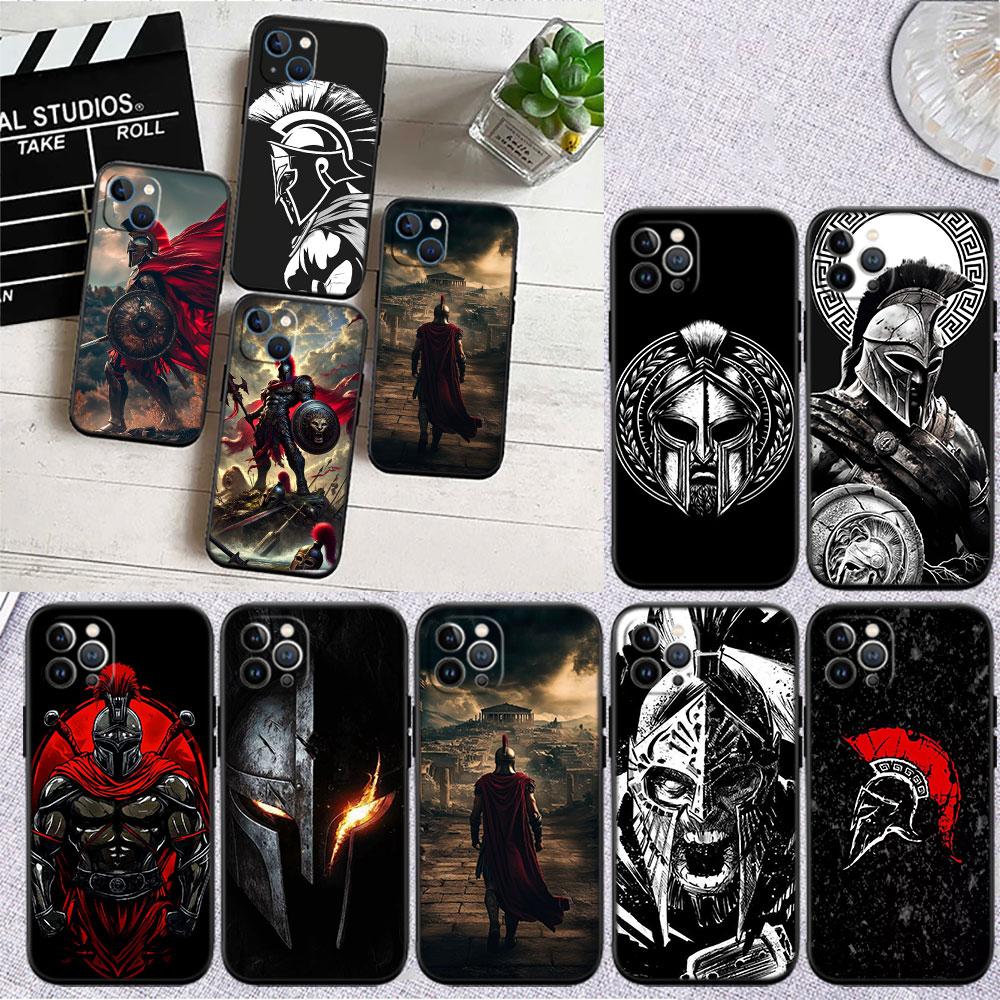 PP58 Spartan Warrior Soft Shell Phone Case for iPhone 16 15 14 13 12 Pro Max Plus Mini