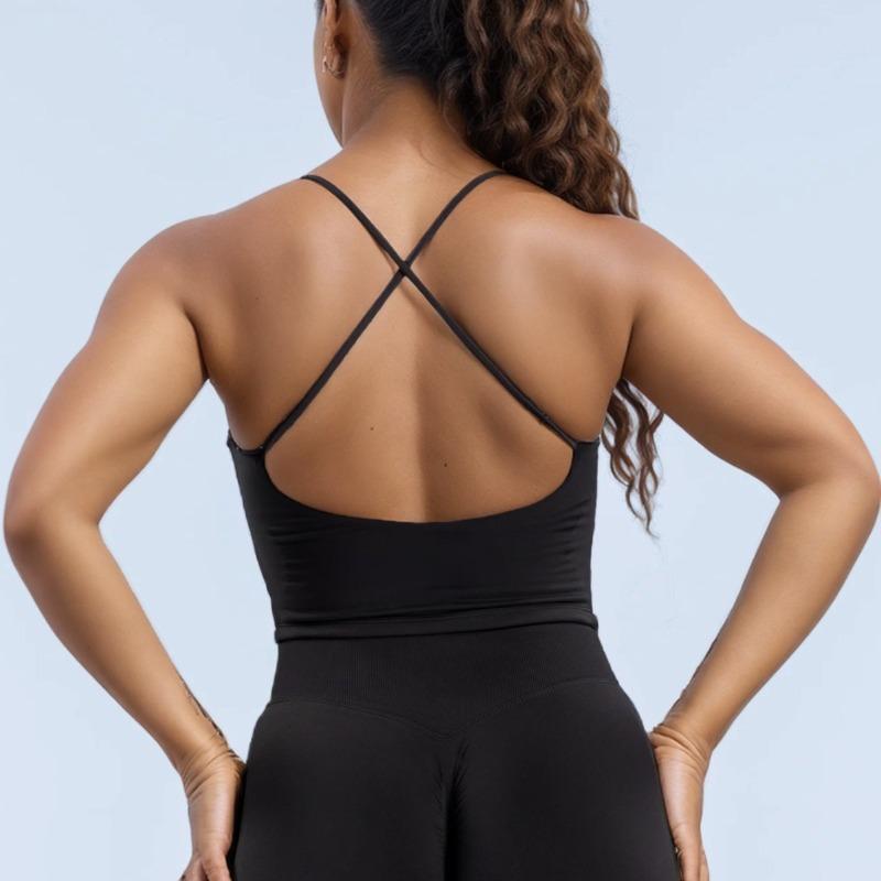 DFYNE new cross shoulder strap backless super soft nylon fitness outdoor top women
