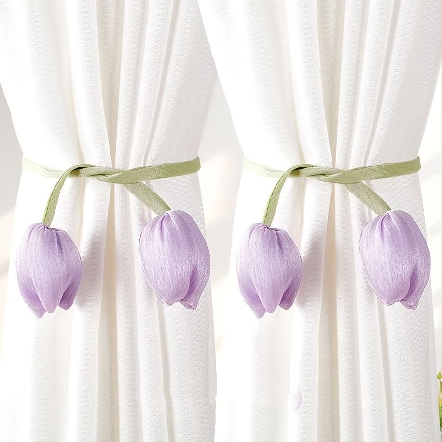 2pcs Classic Elegant Tulip Curtain Tiebacks Polyester, Easy Installation, Ideal for Curtain Strap, Enhances Room Style with Floral Decor