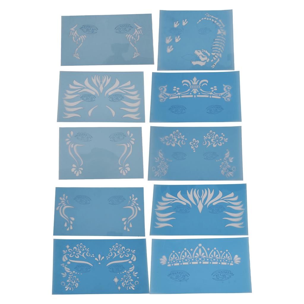 10 Sheet Face Paint Stencil PET Holiday Halloween Makeup Face Paint Template for Stage Performance