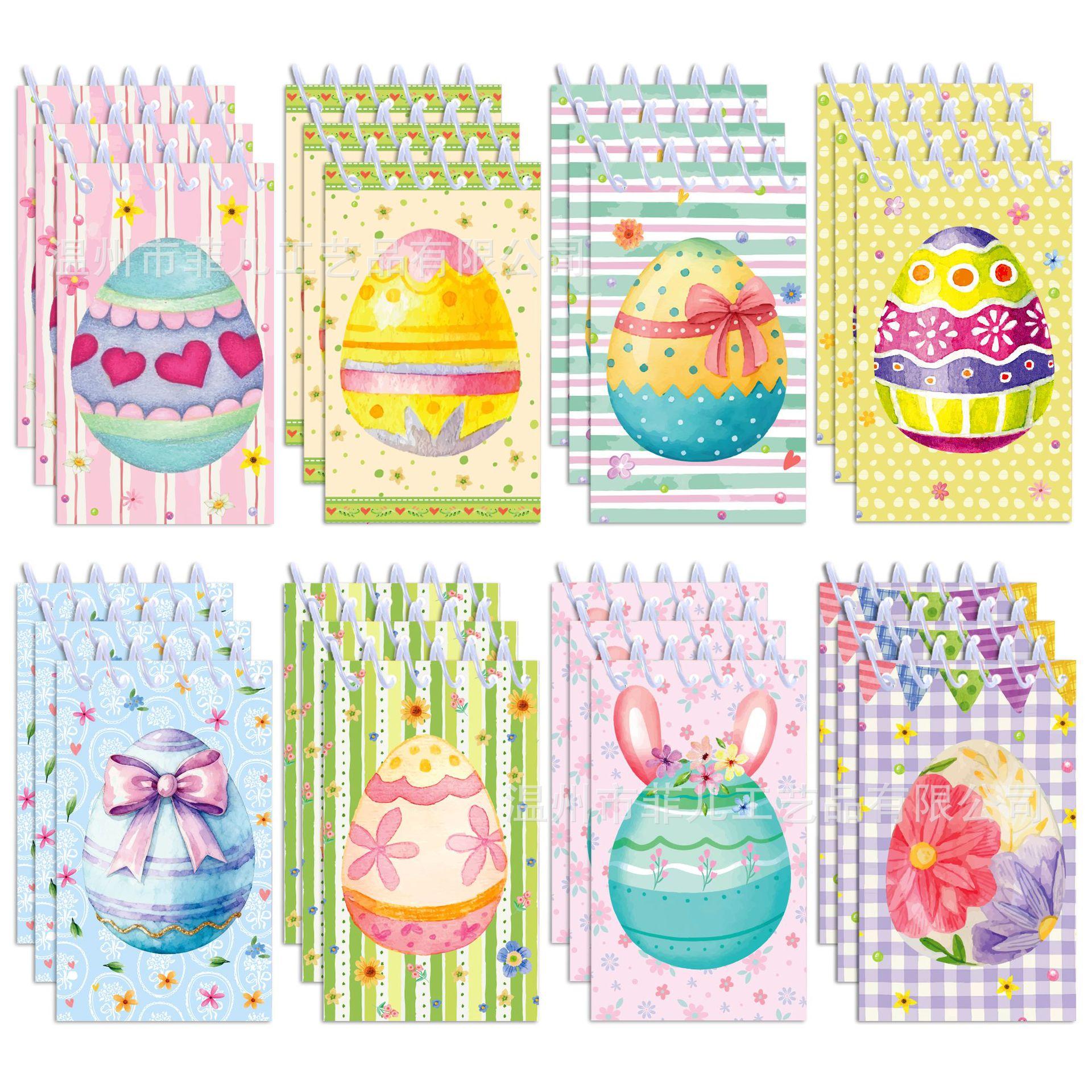 

8-Pack Easter Spiral Notebook Egg Themed Mini Pocket Notepad Vertical Flip Journal for Students Kids Easter Gift Party Favors