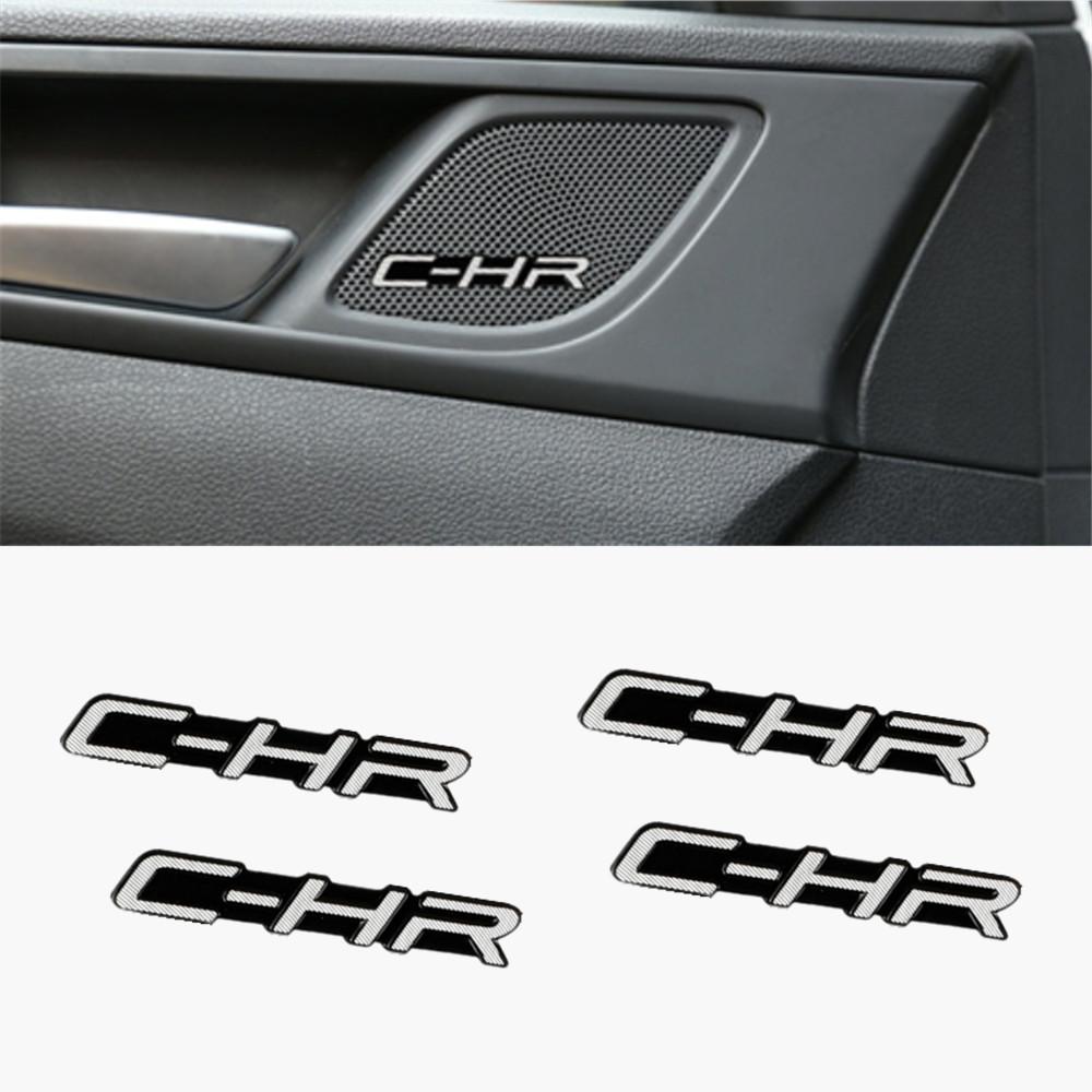 4/10pcs car audio decorate 3D Aluminum Badge Emblem Sticker Car Styling For Toyota CHR C-HR 2017 2018 Accessories