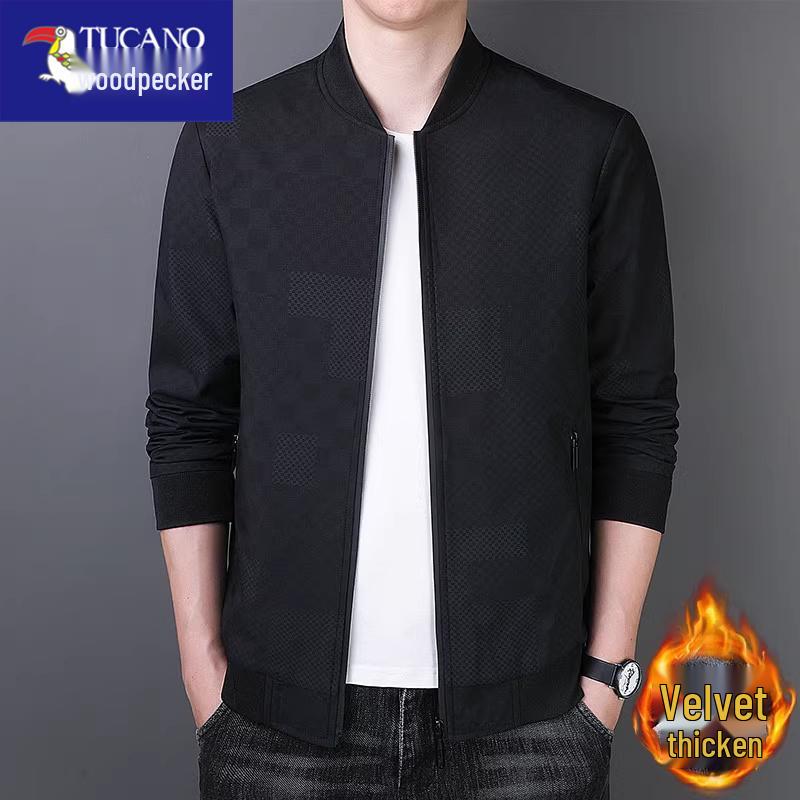 Men's Woodpecker Turn-Down Collar Jacket - Trendy Spring-Autumn Executive Coat, Versatile Business Wear for Dad.