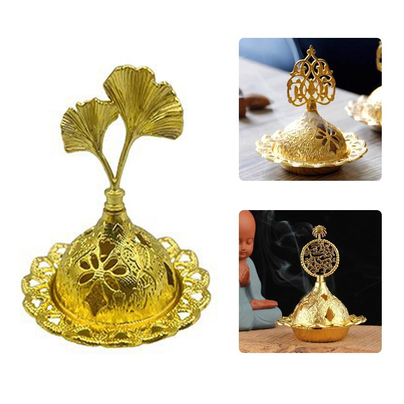1pc Incense Burner Hollow Golden Tower Oil Burner Arab Style Censer Holder For Home Hotel Holder Yoga Ornaments