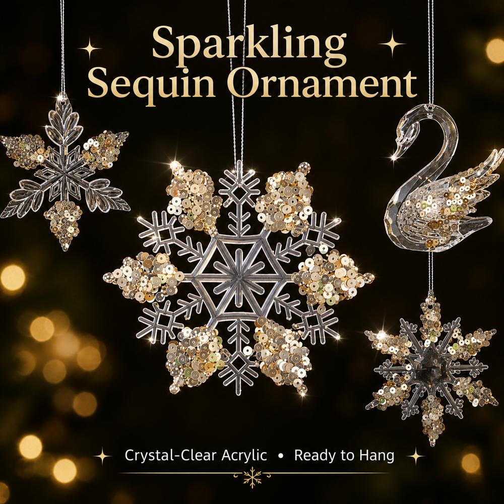 Transparent Christmas Tree Pendant Hanging Loop Snowflake Ornament  Holiday Party Decor