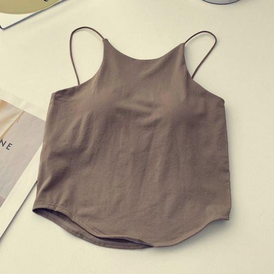 Women's Padded Cami Tank Top Double Lined Spaghetti Strap Basic Undershirts with Built in Bra Slim Fitted Summer Going Out