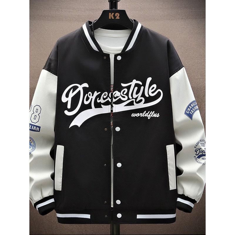 

Бейсбольная одежда Мужская тенденция свободного покроя для подростков, весенние и осенние студенческие ветровки, большие размеры S чёрный