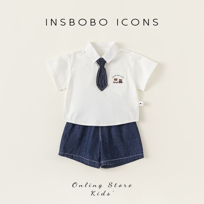 Insbobo Kids Suit Preppy Style Girls  Children s Clothing Fashionable Stylish Suit Sister-Brother Clothes Siblings Costume Kindergarten Summer Baby Boy Suit 80