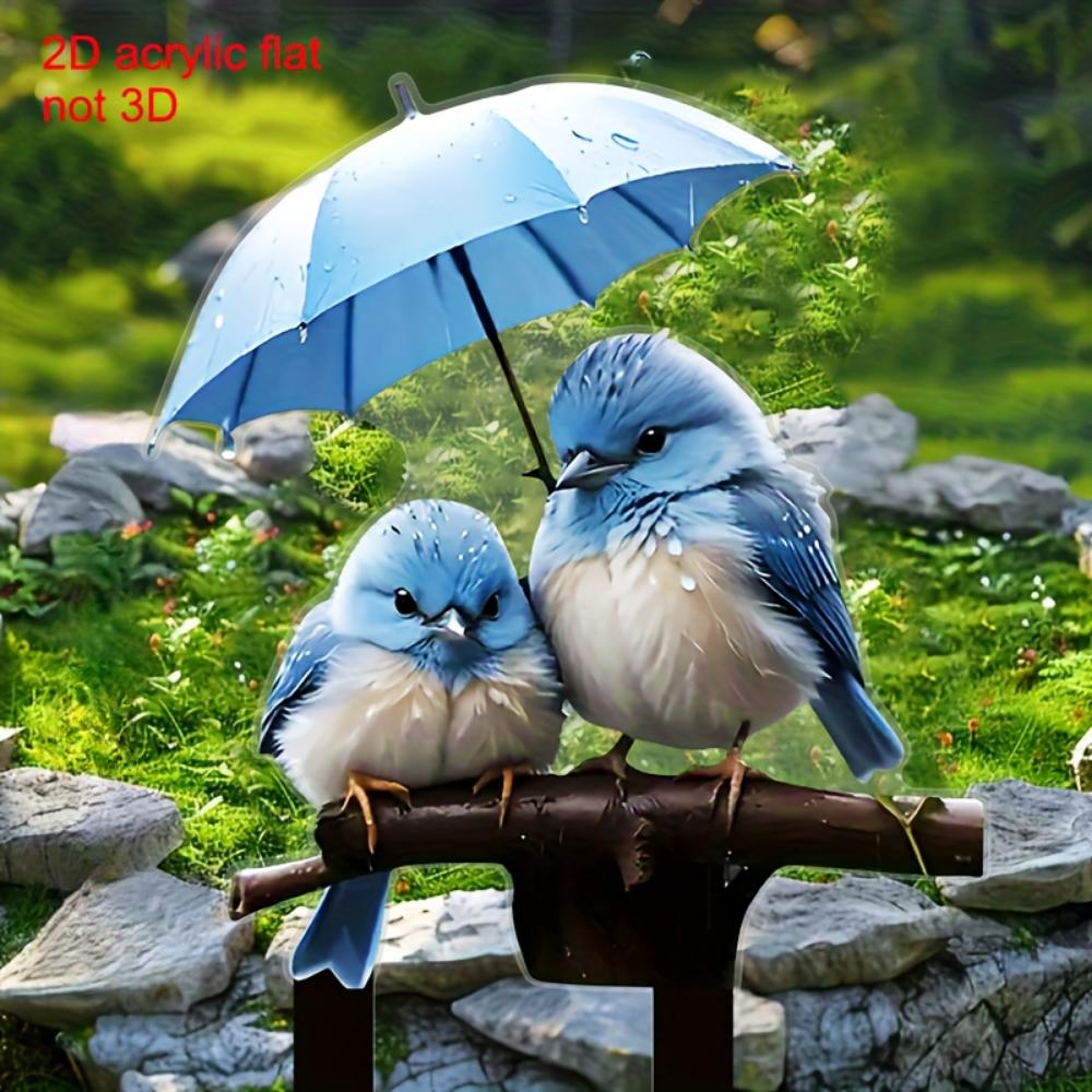 Cute blue bird, 2D flat acrylic, decoration, outdoor, suitable for garden, lawn, gifts, Christmas, Halloween