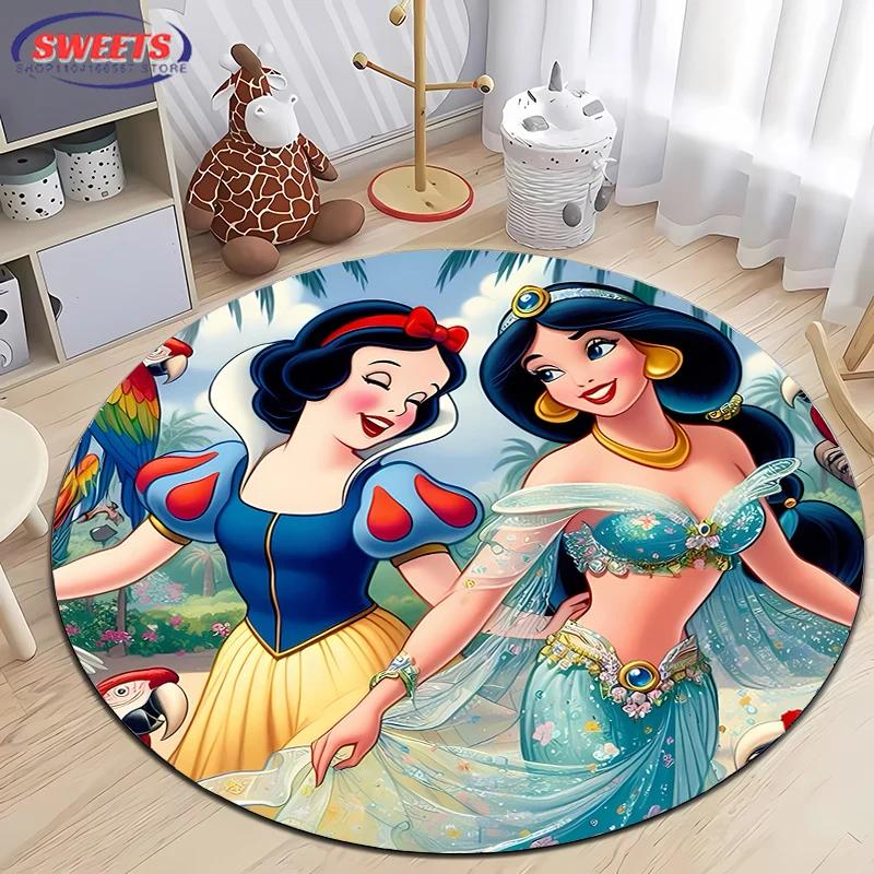 3D HD Princess Aladdin Cartoon Round Carpet, Living Room Bedroom Children's Room Comfort Rug, Non-Slip Durable Mat, Nice Gift