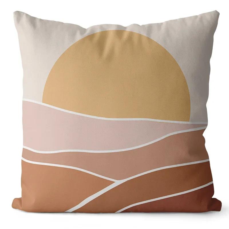 Nordisches Regenbogen Sonne Mond Druckmuster Polyester Kissenbezug für Zuhause Wohnzimmer Sofa Autodekoration Kissen