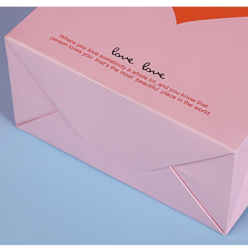 12/30pcs Heart Paper Tote Bags Recyclable Gift Bags for Wedding Birthday Valentine Party Favors Candy Cookies