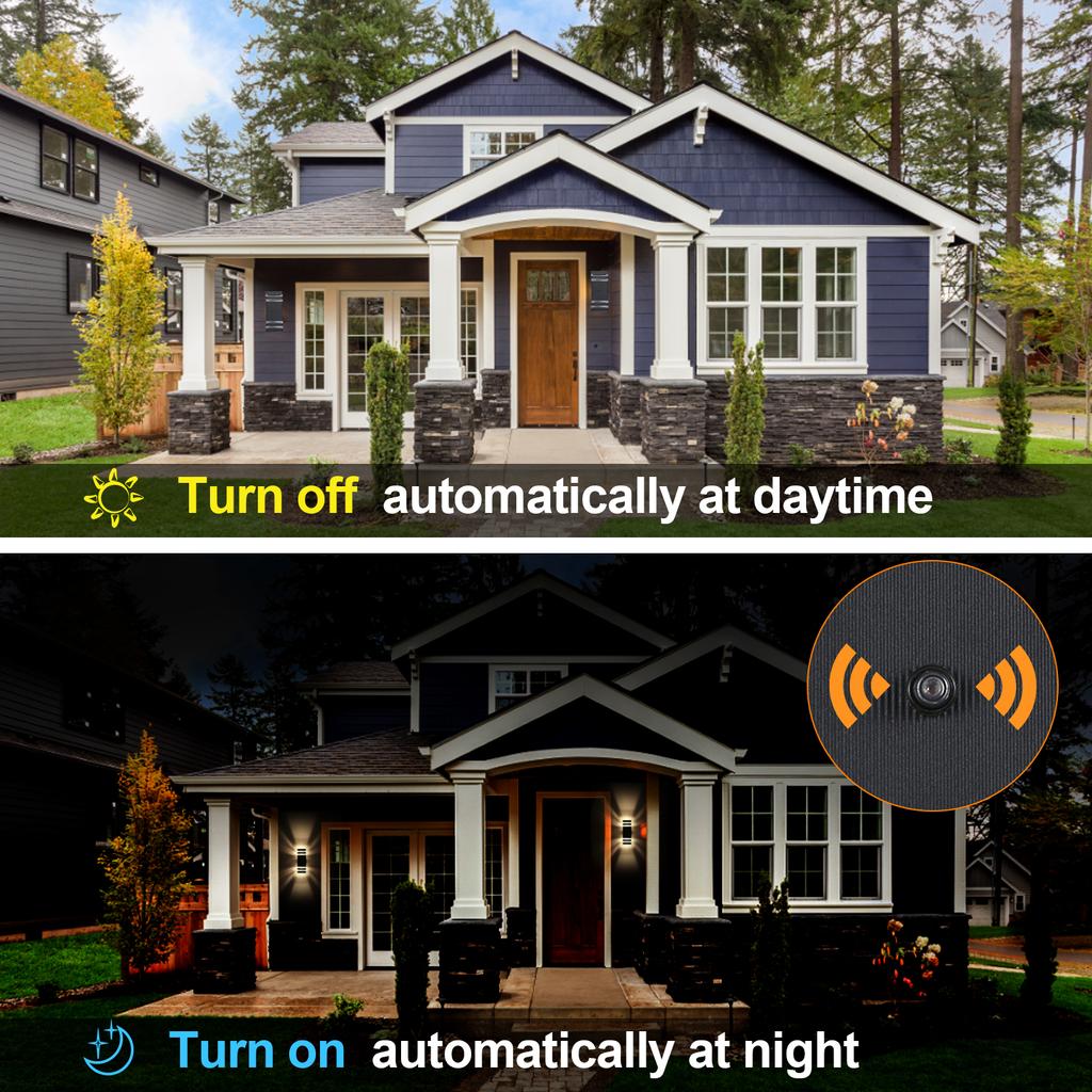 Utendørs vegglampe fra skumring til daggry opp ned aluminium vegglampe IP65 vanntett veggbelysning
