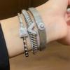 18K Gold Plated Zircon Flower Bangle - European & American Trend, Light Luxury Fashion Bracelet for Women