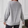 Fall Winter Women's Solid Color Loose Button Crew Neck Patchwork Long Sleeve Sweatshirt