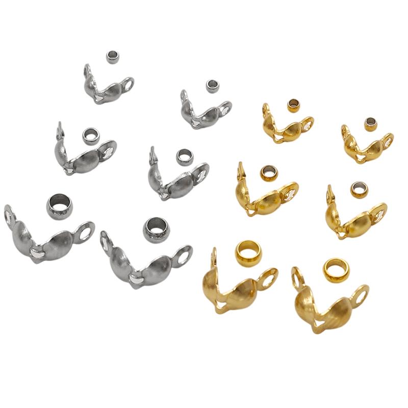 100Pcs Stainless Steel Buckle Positioning Bead, Clasp Connector for Chain Jewelry