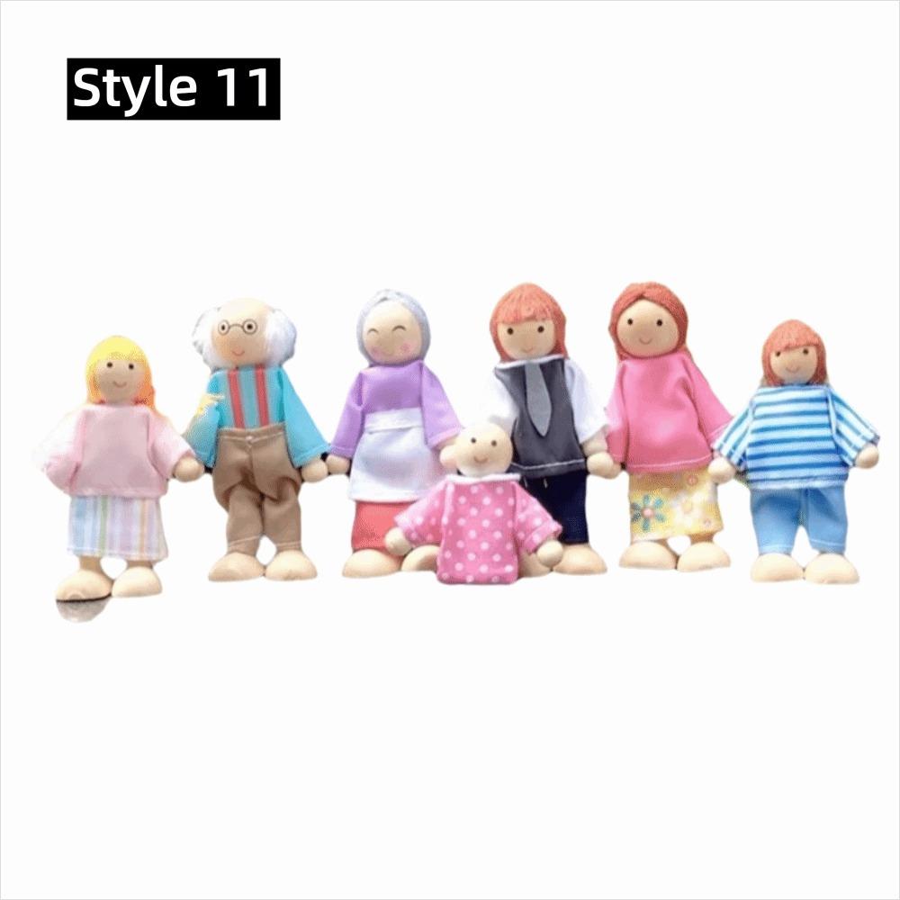 Flexible Jointed Wooden Family Dolls High-Quality Wood Pretend Play Toys  Role Playing