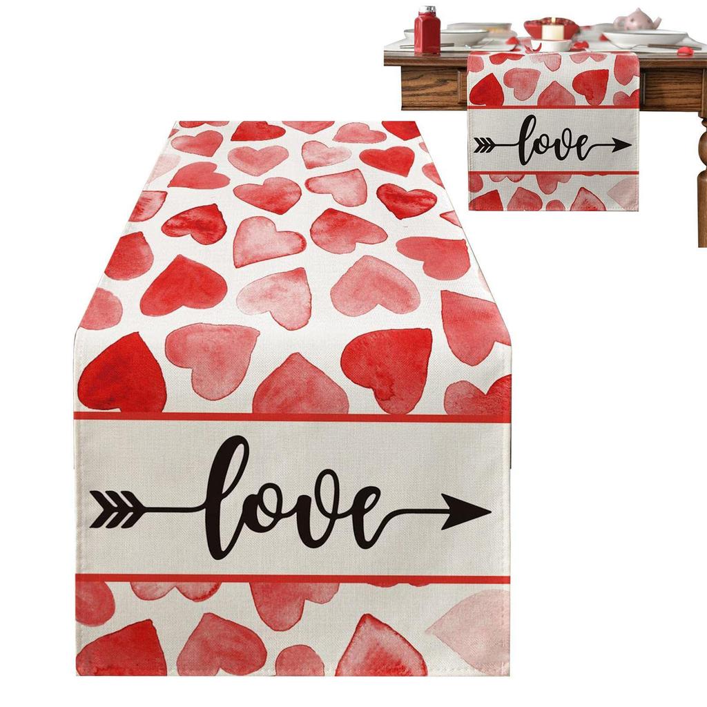 Valentine's Day Tablecloth Washable Table Cover Soft Table Cloth Stain Resistant Perfect for Kitchen Dinner Picnic