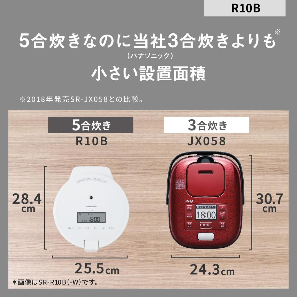 Panasonic Rice Cooker 5 Cups Pressure IH New Life Single Living Compact Size Lid Dishwasher Safe White SR-R10B-W