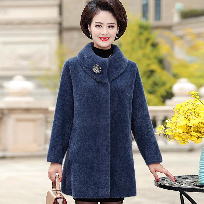 

Женская верхняя одежда осень-зима больших размеров из плотной и плюшевой ткани средней длины с двухслойным воротником, элегантная повседневная верхняя одежда 4XL