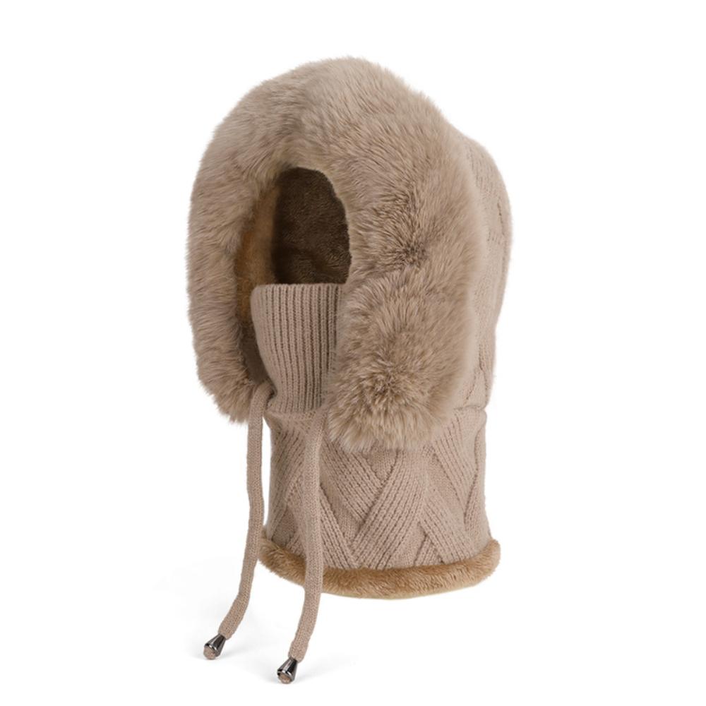 Winter Hat Plush Lining Women'S Woolen Hat Knitted Hat Solid Color For Electric Bike Commuting Winter