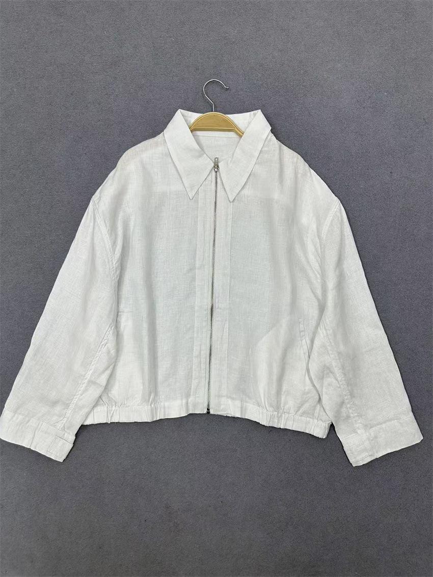 

Johnature Simple Lapel Long Sleeve Jacket Women Spring Casual Versatile Solid Color Sun Protection Jackets L белый