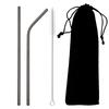 Black Reusable Metal Drinking Straws Stainless Steel Sturdy Bent Straight Drinking Straw with Cleaning Brush Bar Party Accessory