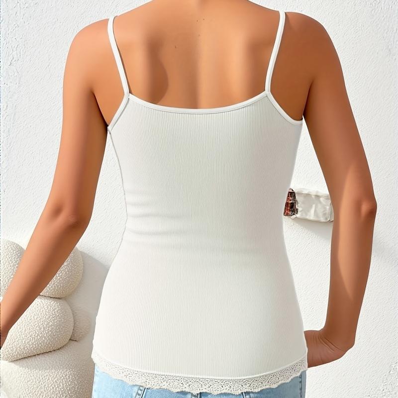 Lace Halter-neck Vest for Everyday Wear, Flattering Silhouette and Comfortable Ribbed Detailing.