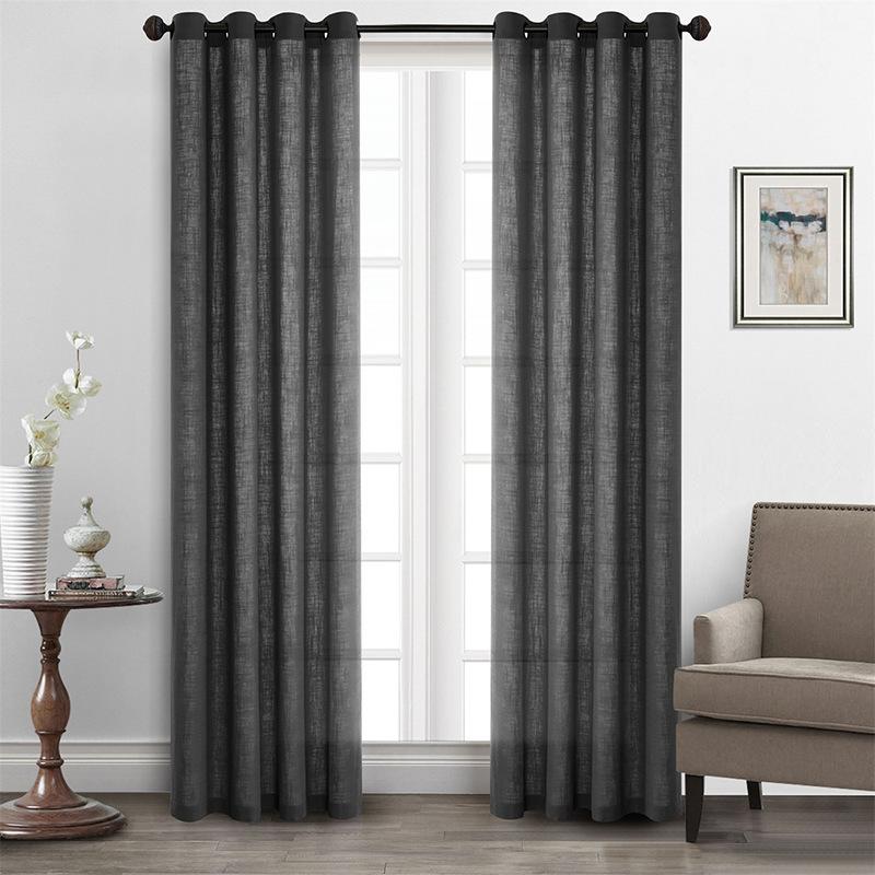 Curtains Natural Linen Curtains, Bedroom Living Room Multi-Color Semi-Blackout Curtains Finished Products