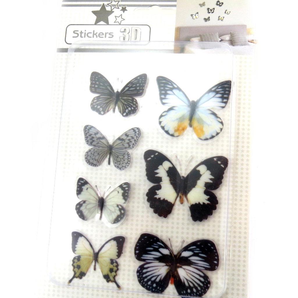 Les Trésors De Lily [N4138] - 3D Stickers 'Butterflies' Black Gray White