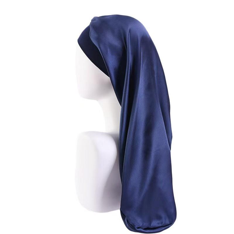 1Pc Women Solid Color Hair Hat Double Sided Silk Satin Bonnet Long Hair Polyester Night Sleep Cap Dreadlocks Braids