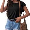 Women's Fashion Round Neck Ruffle Short Sleeve Color Casual T-Shirt