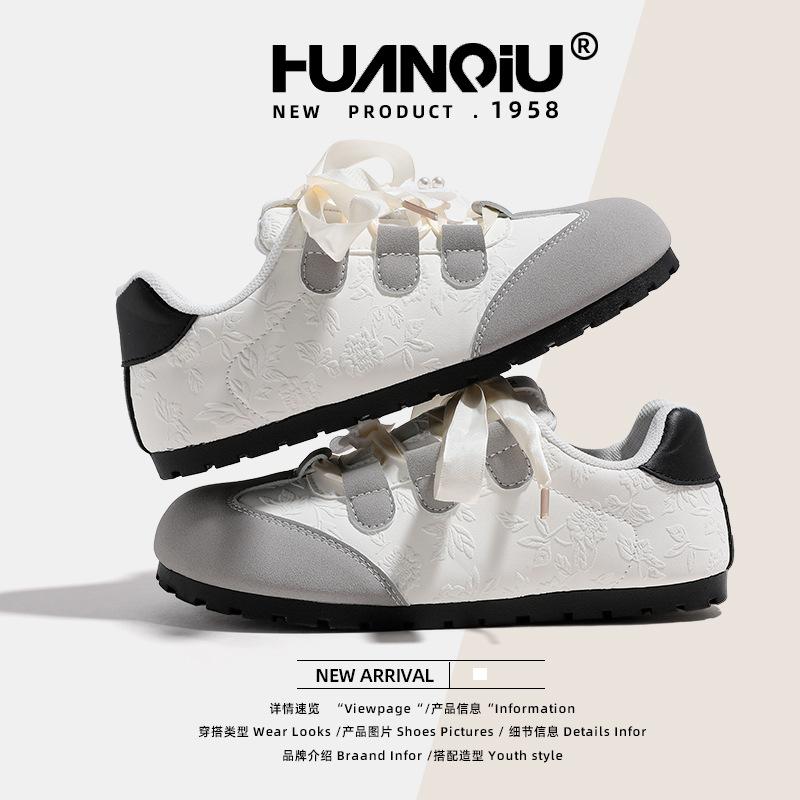 Global Dexun Shoes Women's 2025 Spring New Trend Versatile Little White Shoes Flat Shoes Board Shoes KMXFX8097