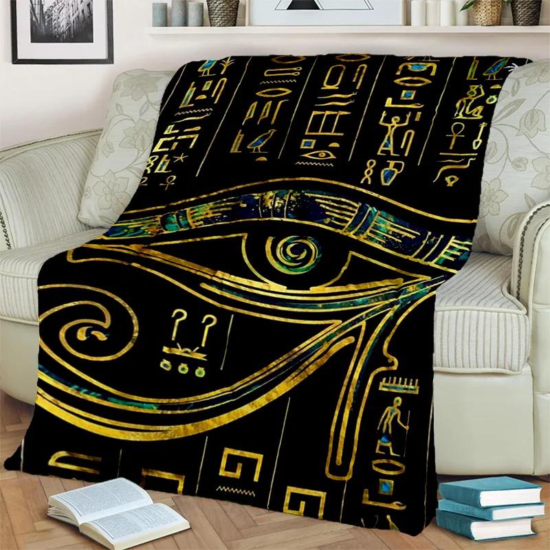 D Egyptian Pharaoh Hieroglyphics Throw Blanket Soft Cozy for Home Bedroom Sofa Travel Picnic Office Cover