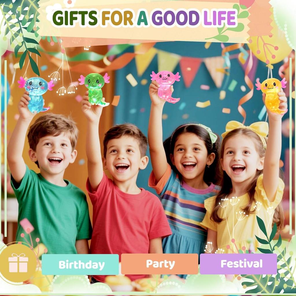 אקסולוטל סקווישי צעצוע להקלה על לחץ סוכר מלט נצנצים צעצוע אמפיבי פידג'ט לילדים מרגיע מתנות למסיבת יום הולדת