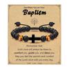 Adjustable Crosses Bead Bracelet for Boys Christening Confirmation Communion Gifts With Gifts Box Godson Son Grandson