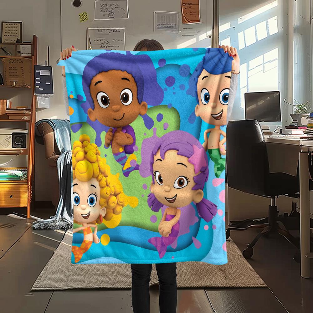 Bubble Guppies  Print Flannel Blanket, High Quality Comfortable for All Seasons, Home Decor, Warmth and Comfort