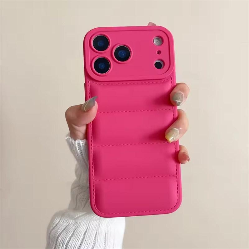 Luxury Down Jacket Silicone Shockproof Case For iPhone 17 Air 16 E 15 Plus 14 13 12 11 Pro Max Winter Colorful Soft Puffer Cover