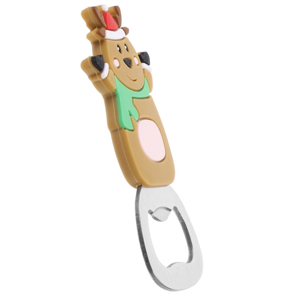 Silicone Pattern Bottle Opener Stainless Steel Beer Starter Keychain Christmas Beer Opener  Gift